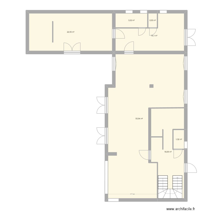 Maison long RDC projet 3. Plan de 7 pièces et 116 m2