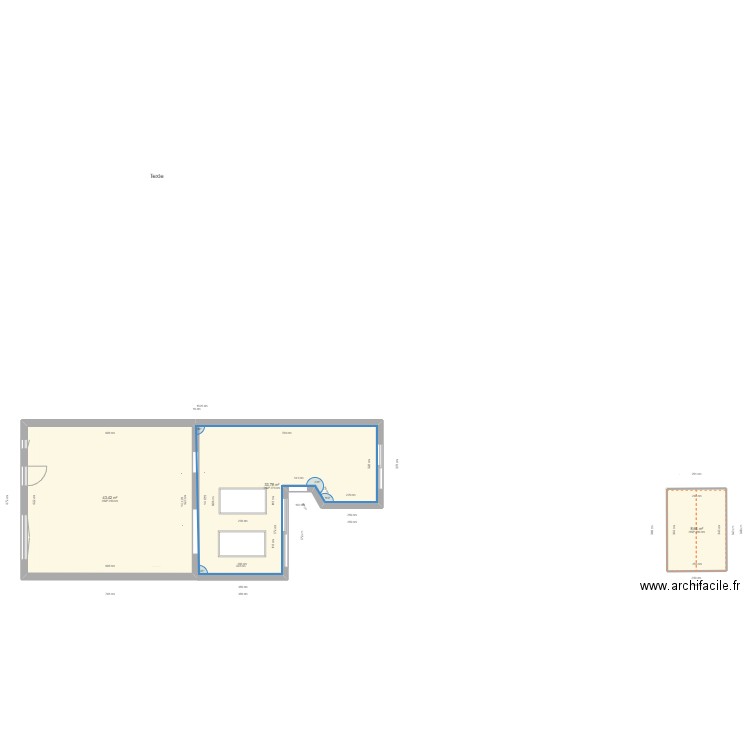 extension. Plan de 4 pièces et 129 m2