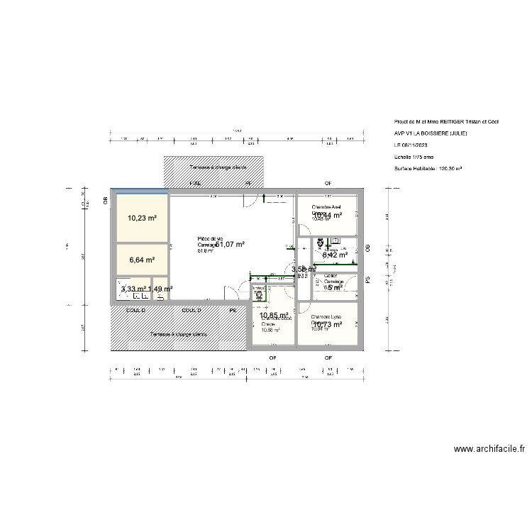 LA BOISSIERE - PLAN 1. Plan de 11 pièces et 120 m2