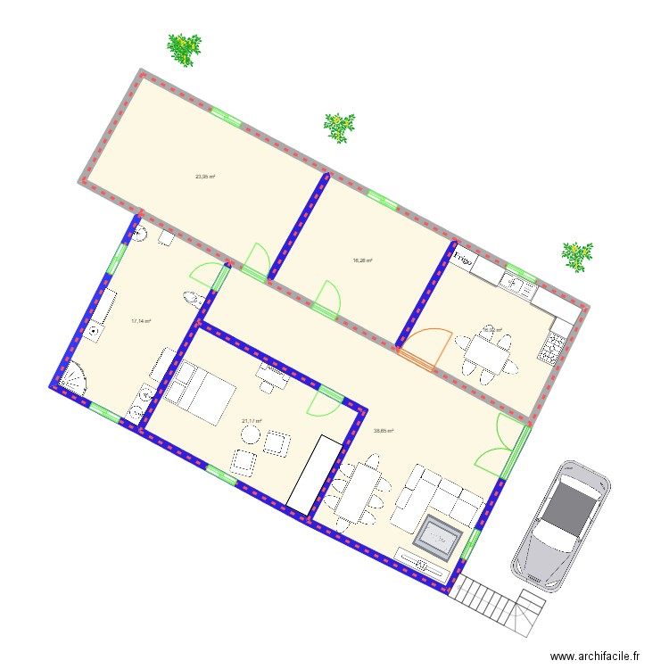 Maison AJILI. Plan de 6 pièces et 134 m2