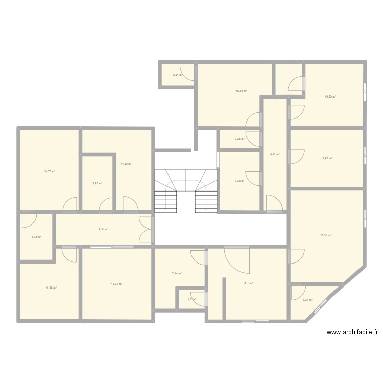 Lib 6 1 etage. Plan de 19 pièces et 184 m2