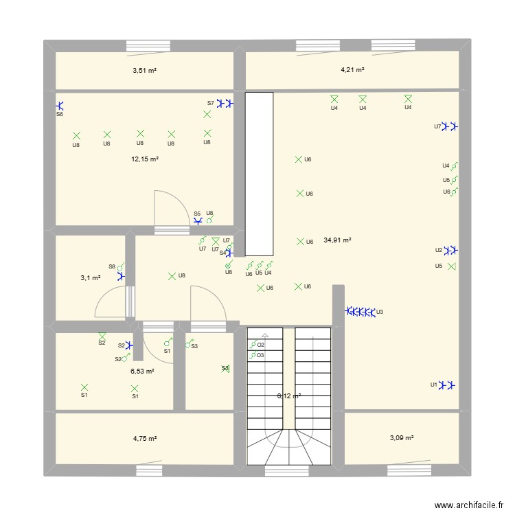 sterrebeek etage 2. Plan de 9 pièces et 78 m2
