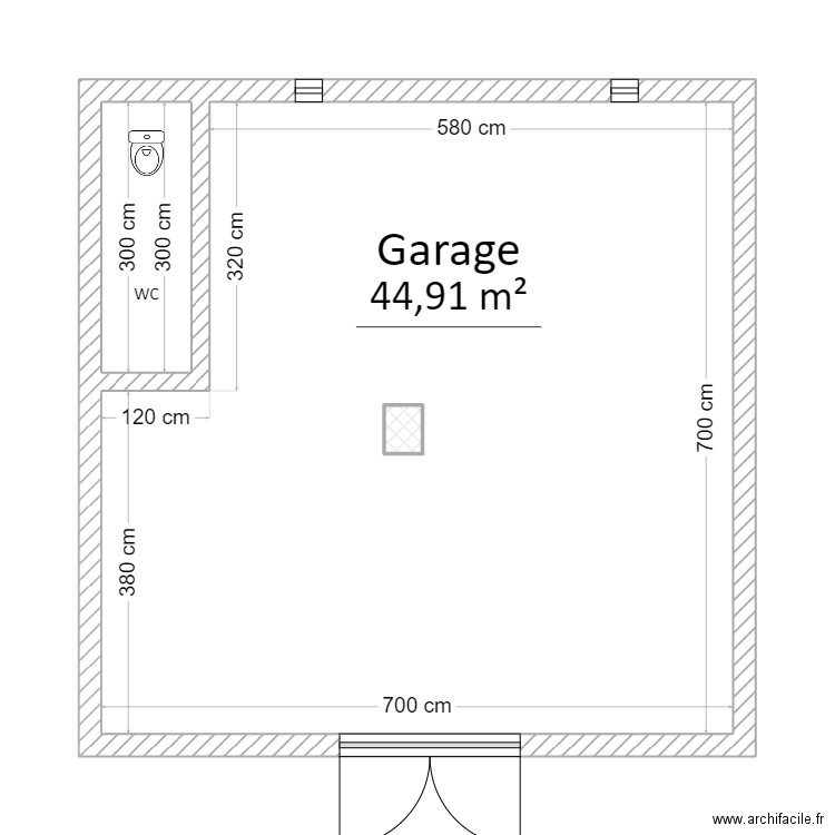 Garage Jlidi. Plan de 3 pièces et 48 m2