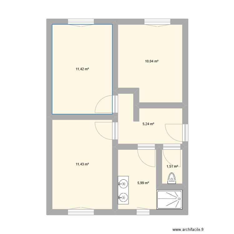 Extension de maison 2. Plan de 6 pièces et 46 m2
