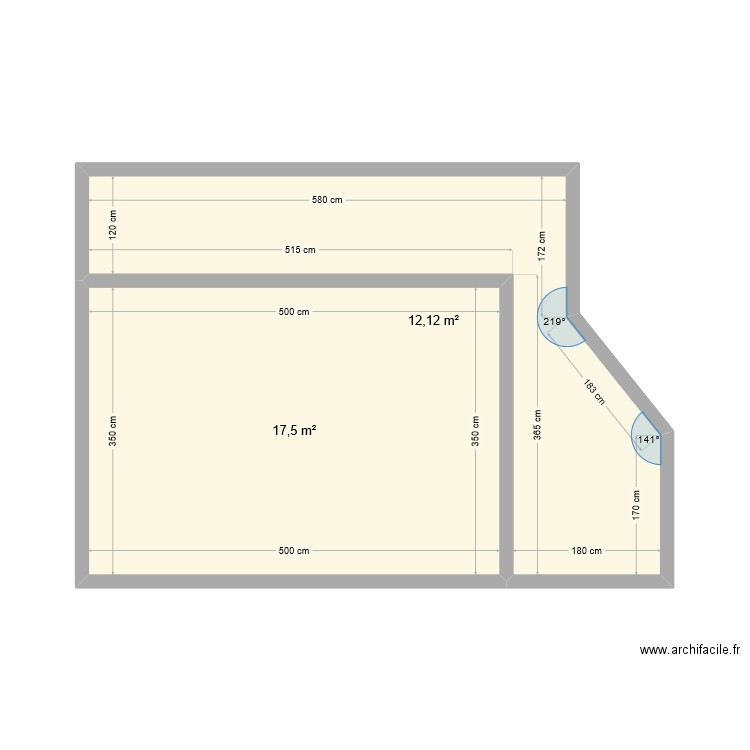 extension senage. Plan de 2 pièces et 30 m2