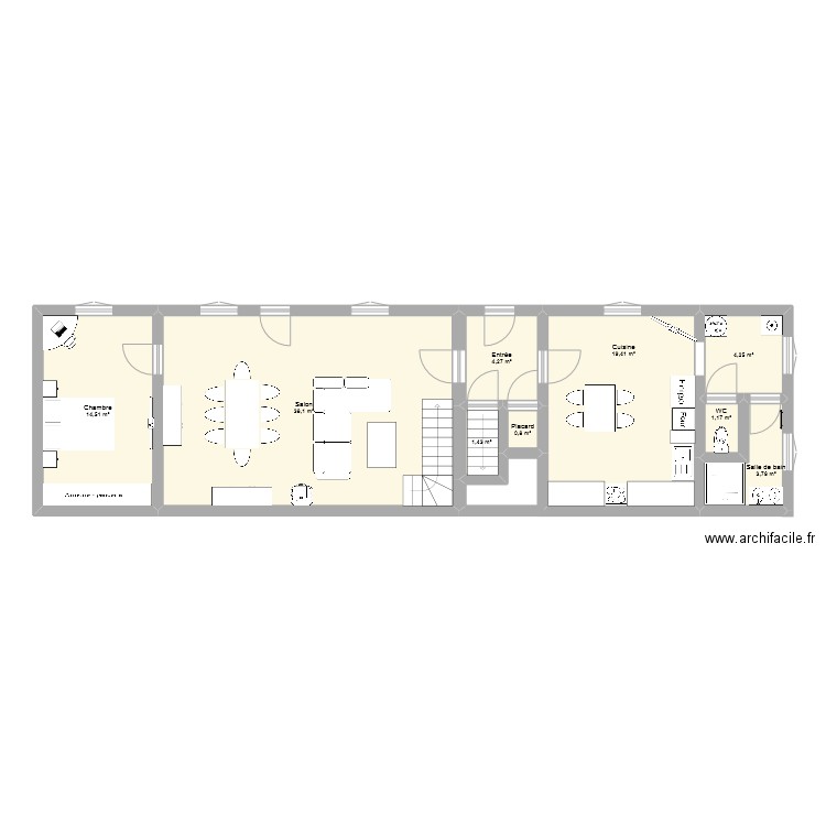 Maison. Plan de 9 pièces et 88 m2