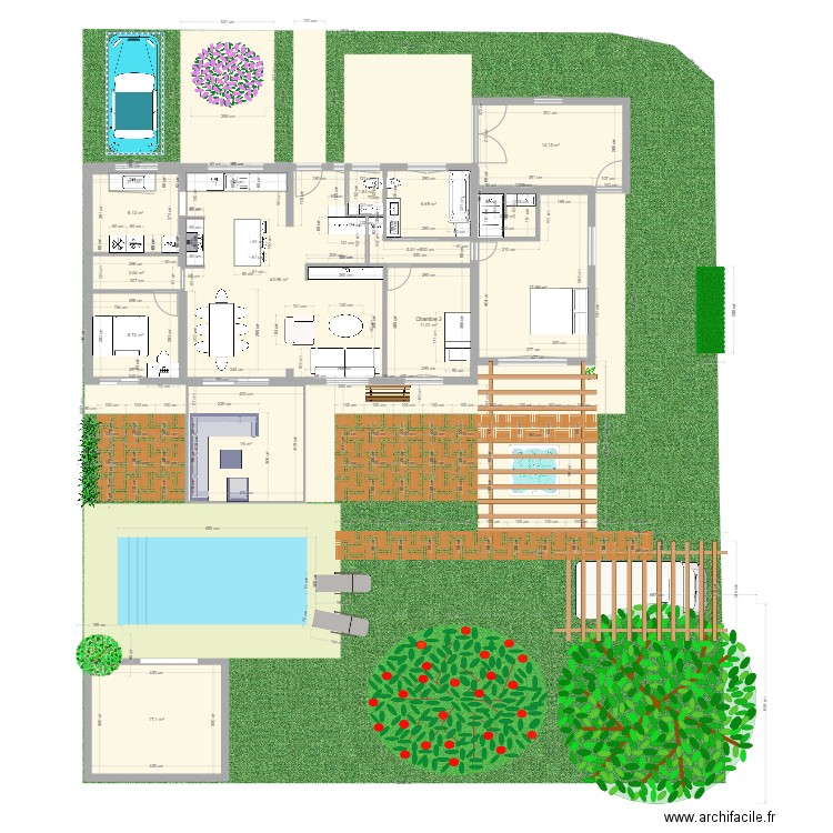 Maison - projet 9. Plan de 15 pièces et 155 m2