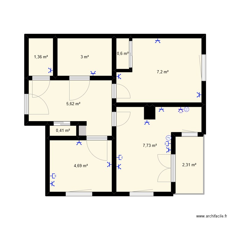 Maison(Prise). Plan de 9 pièces et 33 m2