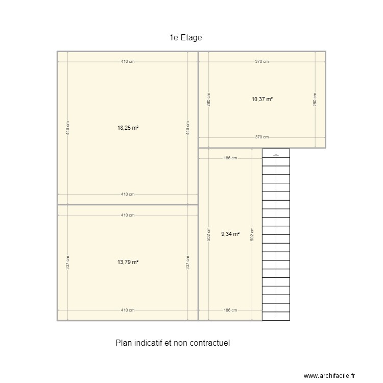 1e etage  mbg. Plan de 4 pièces et 52 m2