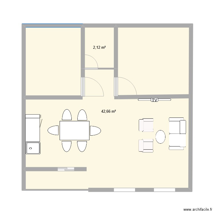 maison boisvin2024. Plan de 2 pièces et 45 m2