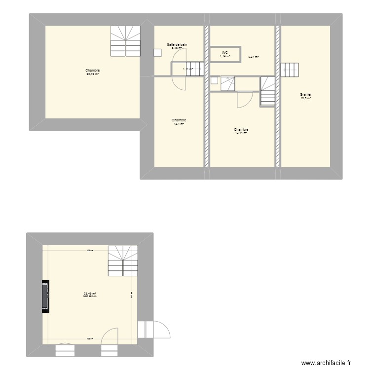 Maison 2. Plan de 11 pièces et 90 m2