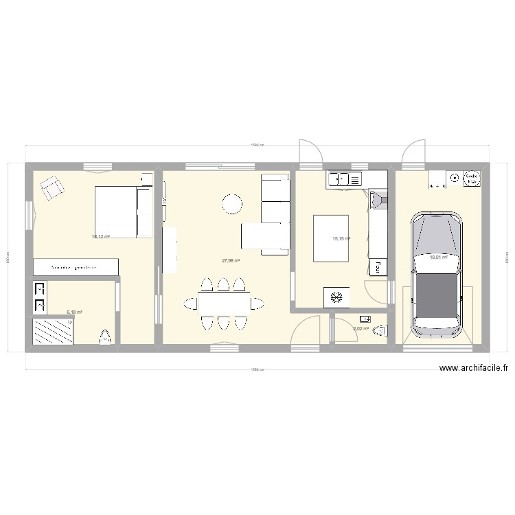 Maison étage. Plan de 6 pièces et 87 m2