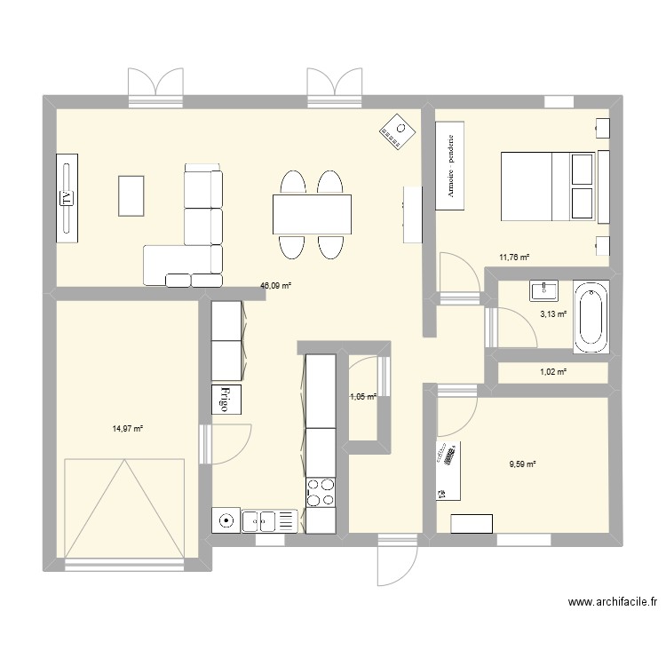Maison V1. Plan de 6 pièces et 86 m2
