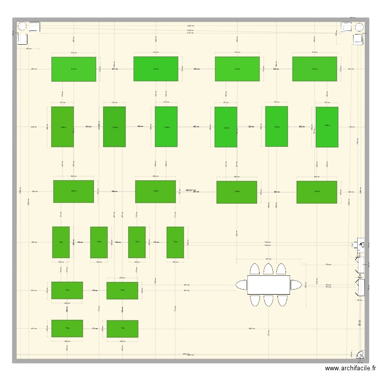 Plan Salle Billard V1 - 4 x 3,10m & 10 x 2,80m et 6 x Pools. Plan de 1 pièce et 589 m2