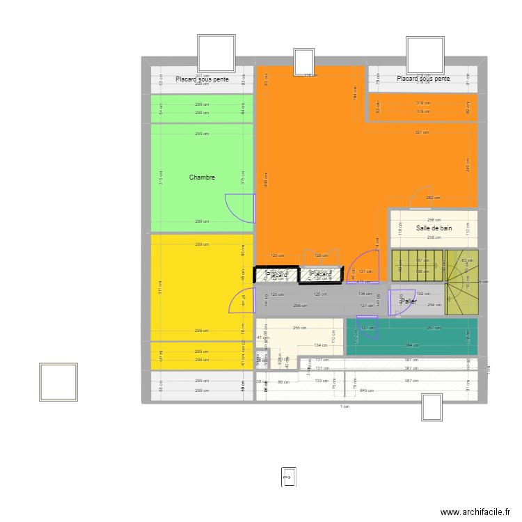 APP F2. Plan de 19 pièces et 89 m2