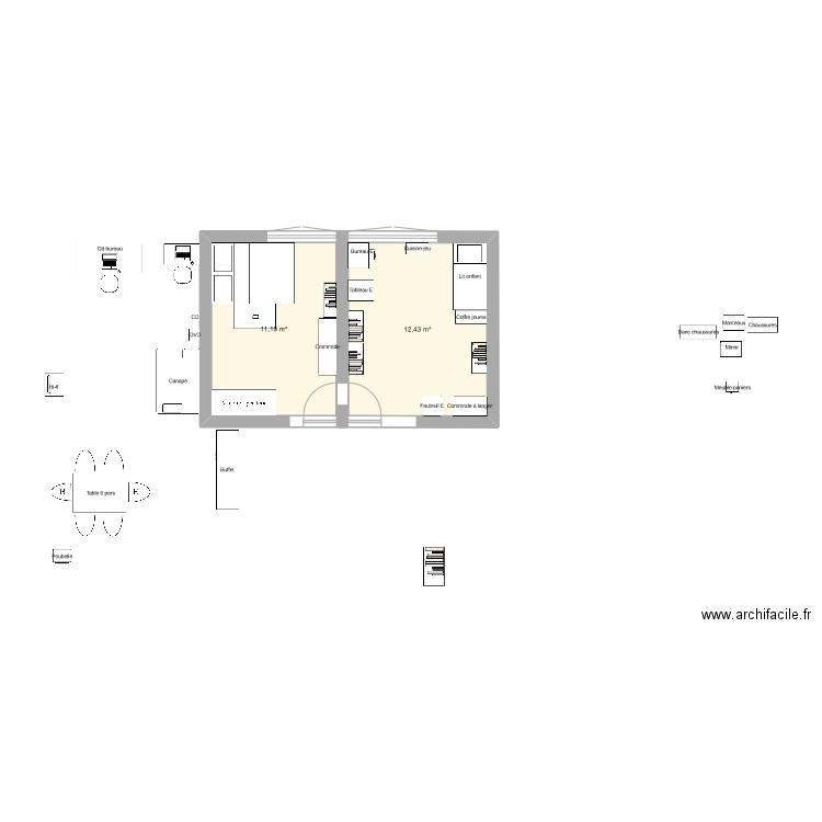 Appartement. Plan de 2 pièces et 24 m2