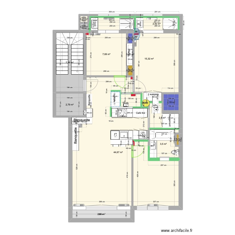 Meerlaan 88 construction/dimensions. Plan de 17 pièces et 91 m2
