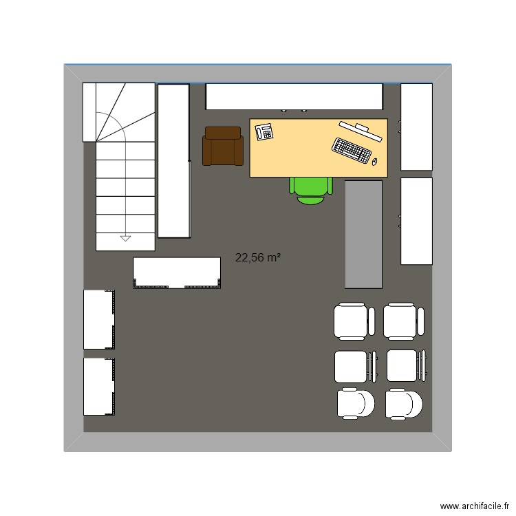 plan de bureau gr. Plan de 1 pièce et 23 m2