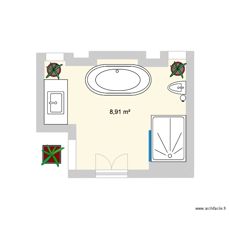 CITY BATHROOM - OPTION 2. Plan de 1 pièce et 9 m2