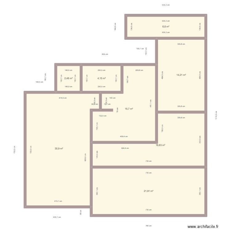 dupex 7 P. Plan de 8 pièces et 113 m2