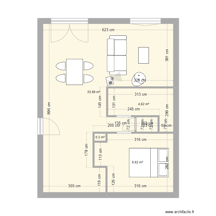 Appartement. Plan de 5 pièces et 49 m2