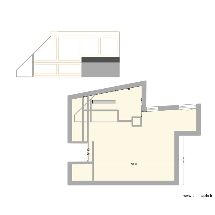 19 Chateaubriand - élévation salon. Plan de 10 pièces et 31 m2