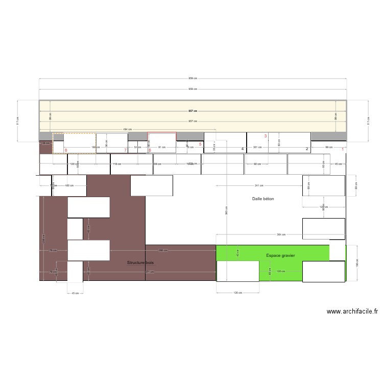 Terrasse 4. Plan de 1 pièce et 8 m2