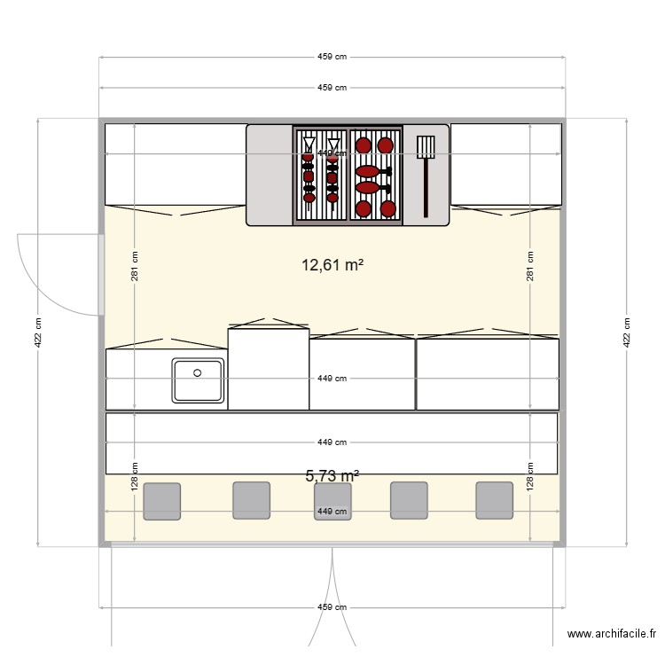 cabanon. Plan de 2 pièces et 18 m2