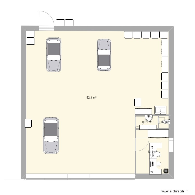 garage . Plan de 4 pièces et 57 m2