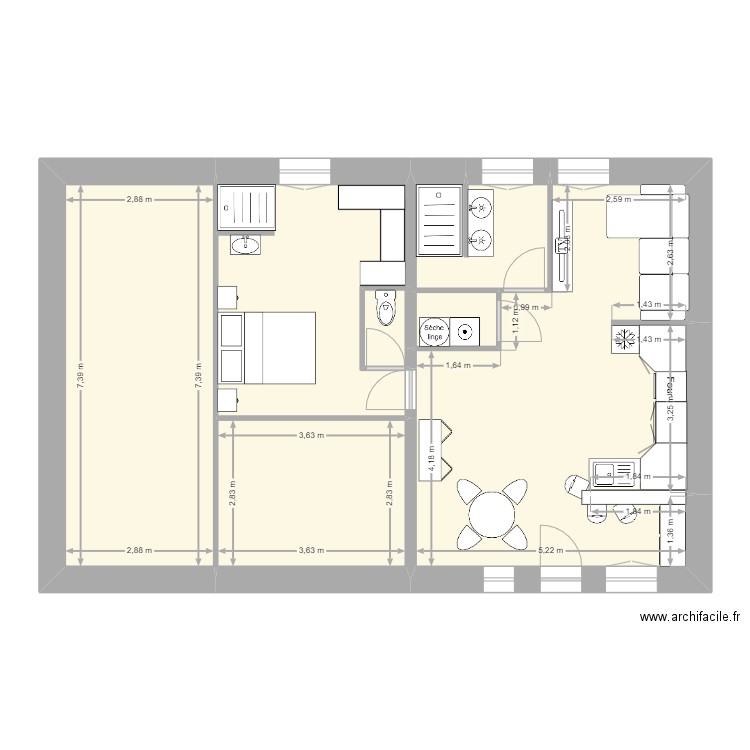 Muriel F Plan 1. Plan de 6 pièces et 85 m2