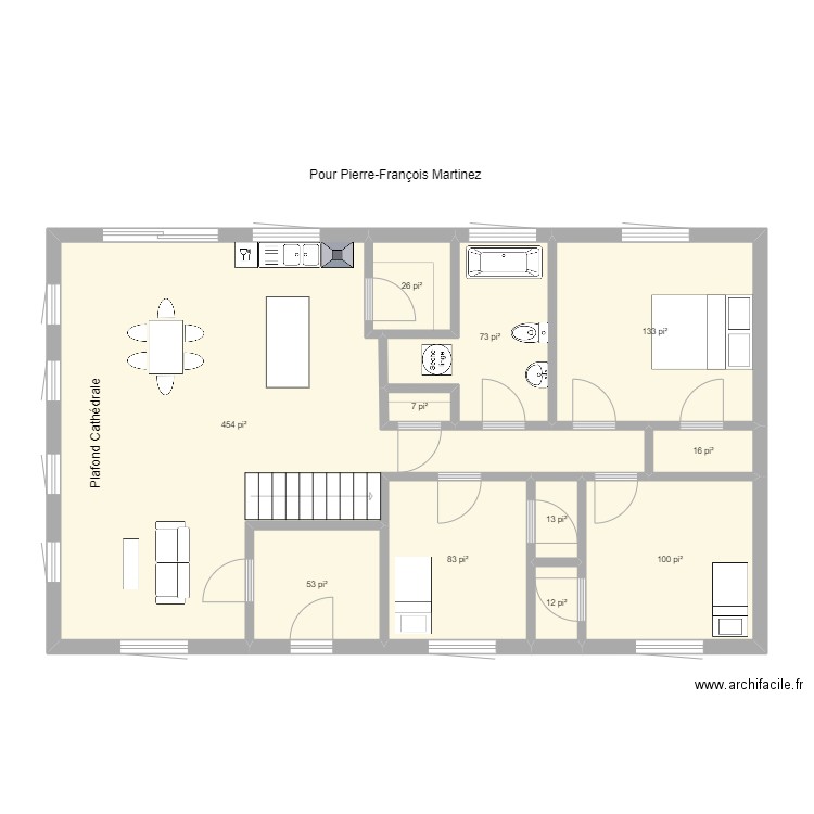 Maison Bellevue avec intérieur Eastman.. Plan de 11 pièces et 90 m2