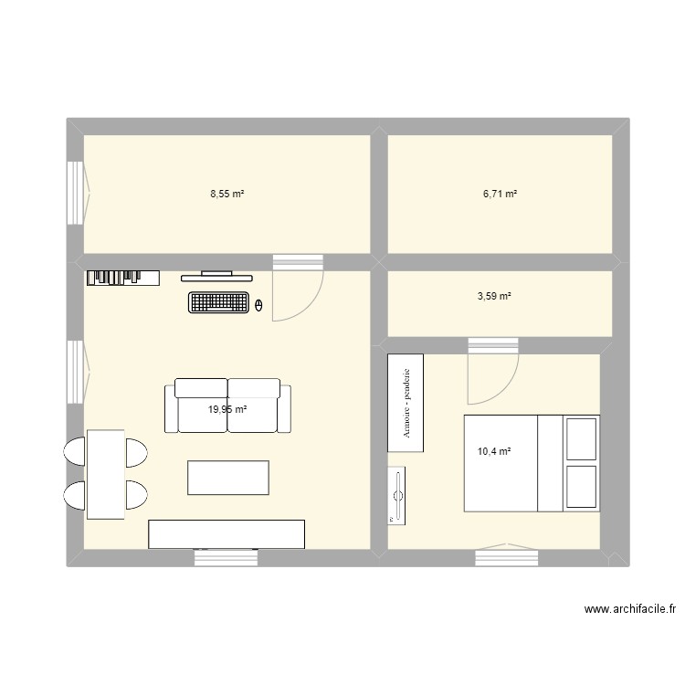 Maison Lemud. Plan de 5 pièces et 49 m2
