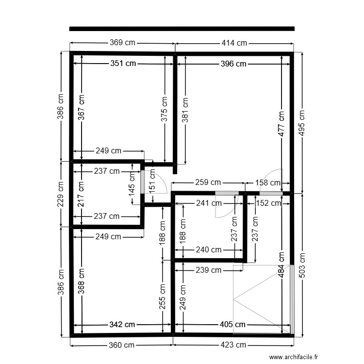 P C . Plan de 4 pièces et 71 m2