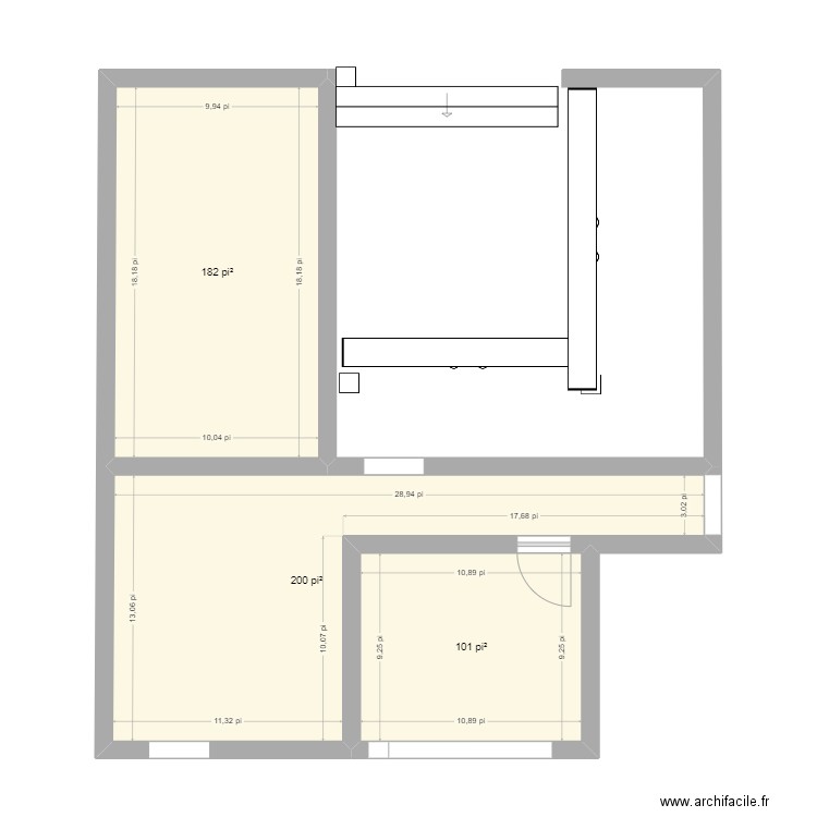 Admin option 3. Plan de 3 pièces et 45 m2