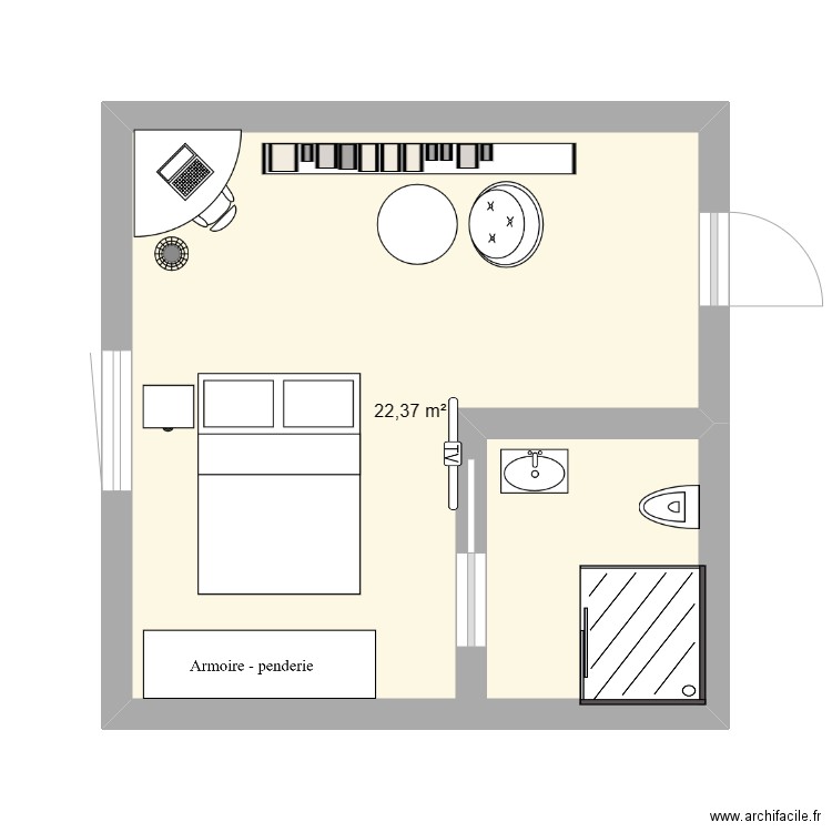 Chambre Adam. Plan de 1 pièce et 22 m2