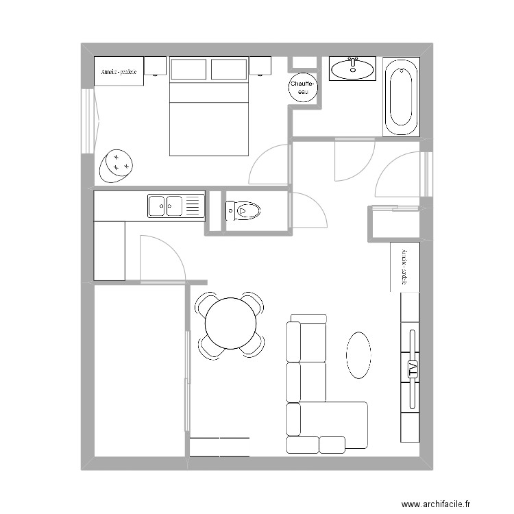 App Tim 2. Plan de 4 pièces et 50 m2