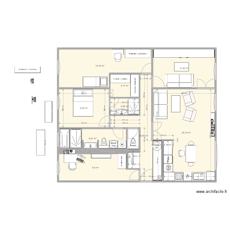 Anatole Plan A. Plan de 9 pièces et 92 m2