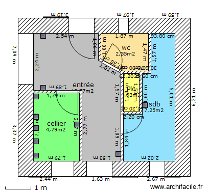 prise elec chai2-1. Plan de 5 pièces et 26 m2