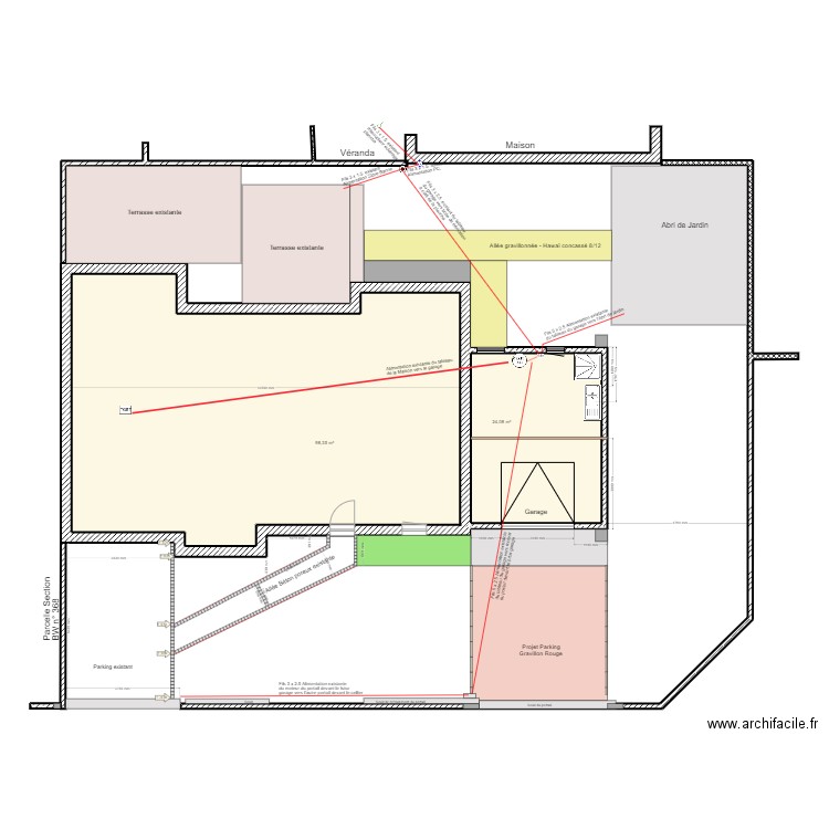 Plan d'électricité du garage. Plan de 2 pièces et 122 m2