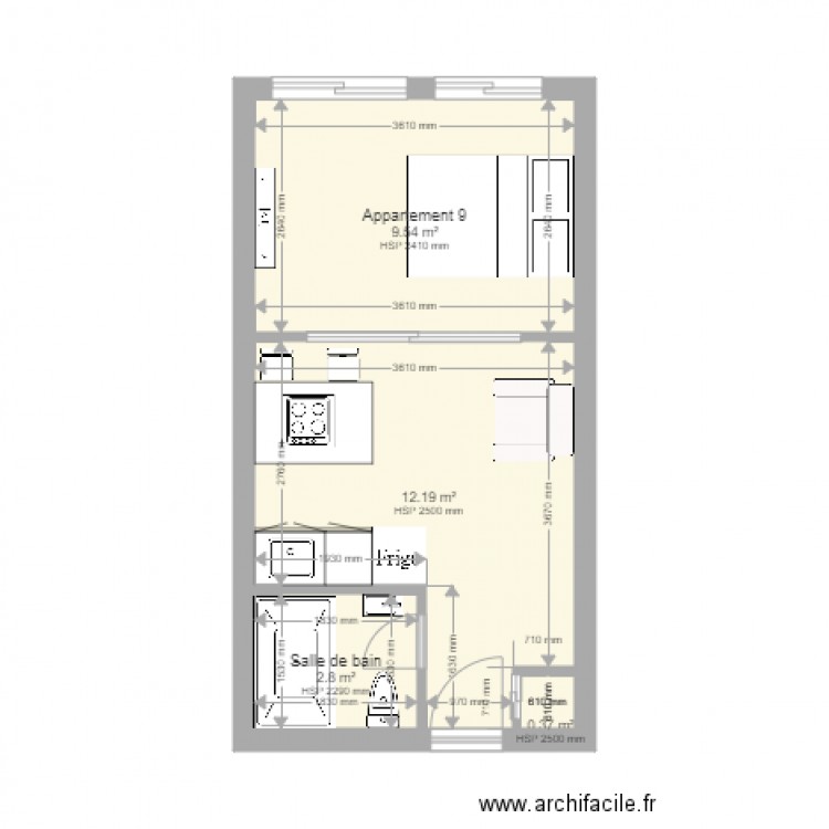 Appartement 9 mm. Plan de 0 pièce et 0 m2