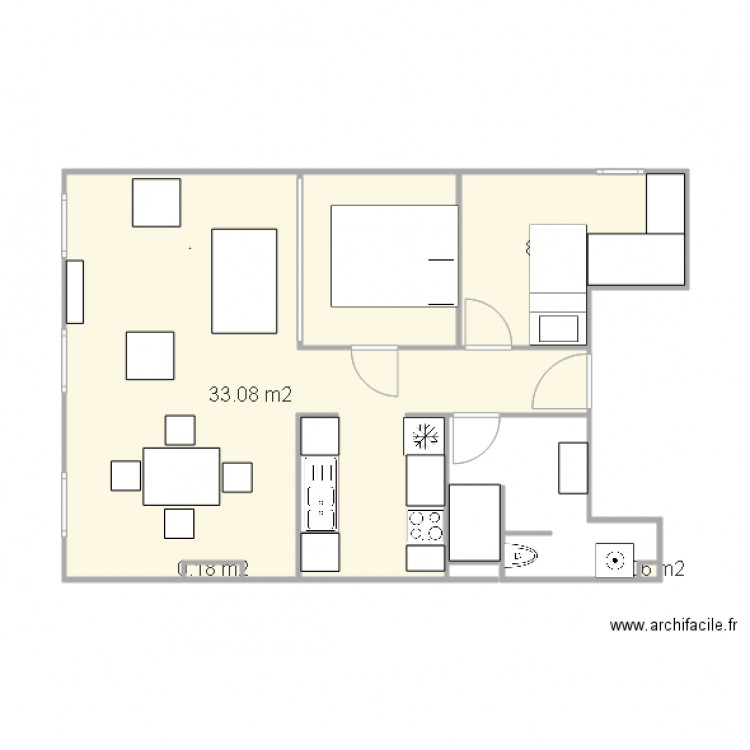 Appartement Sanary su Mer salon 3 fenetres 2 chambrettes V5 avec meubles. Plan de 0 pièce et 0 m2
