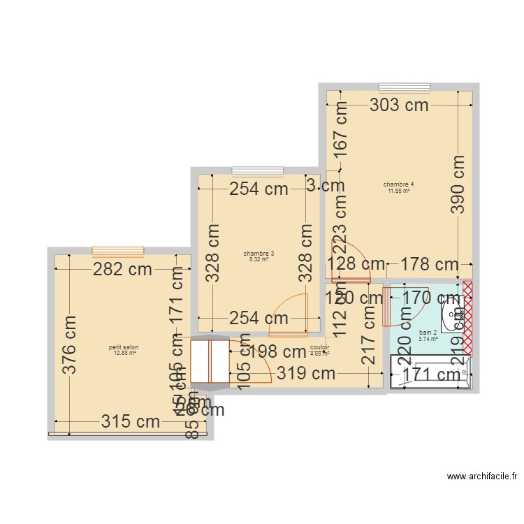 appartement comble 1 er f. Plan de 5 pièces et 39 m2