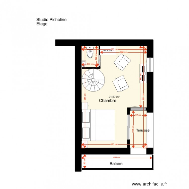 Studio Picholine Projet Etage . Plan de 0 pièce et 0 m2