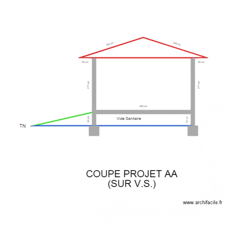 Coupe Projet AA. Plan de 0 pièce et 0 m2