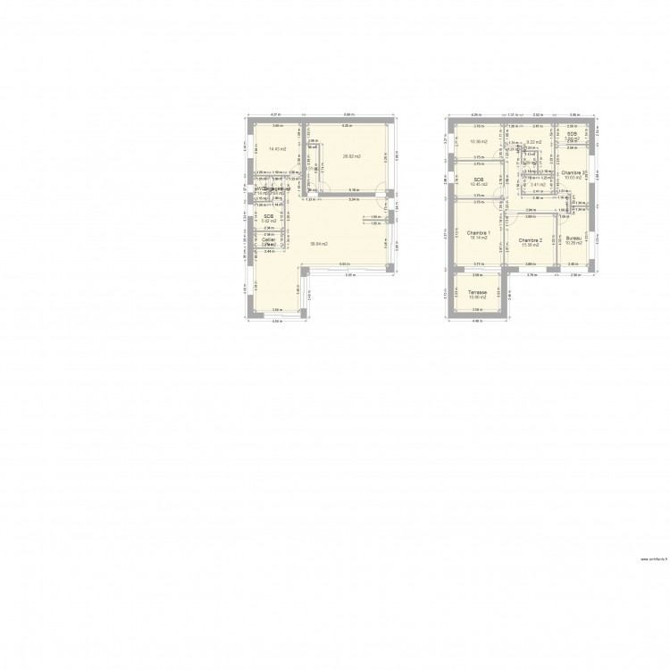 RDC et etage. Plan de 0 pièce et 0 m2