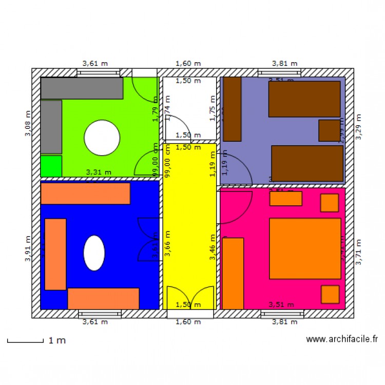 plan maison 54m2