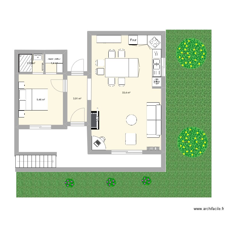 Plan maison Saint O. Plan de 5 pièces et 50 m2