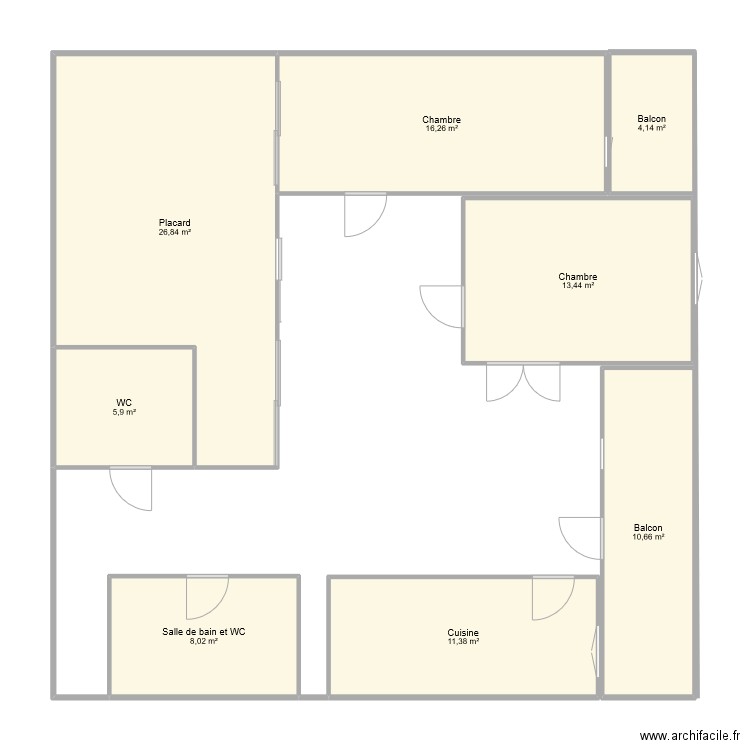 Plan appartement des filles . Plan de 8 pièces et 97 m2