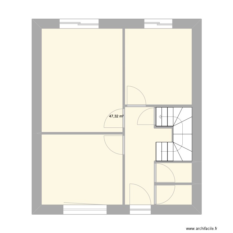 Maison fil rouge. Plan de 1 pièce et 47 m2