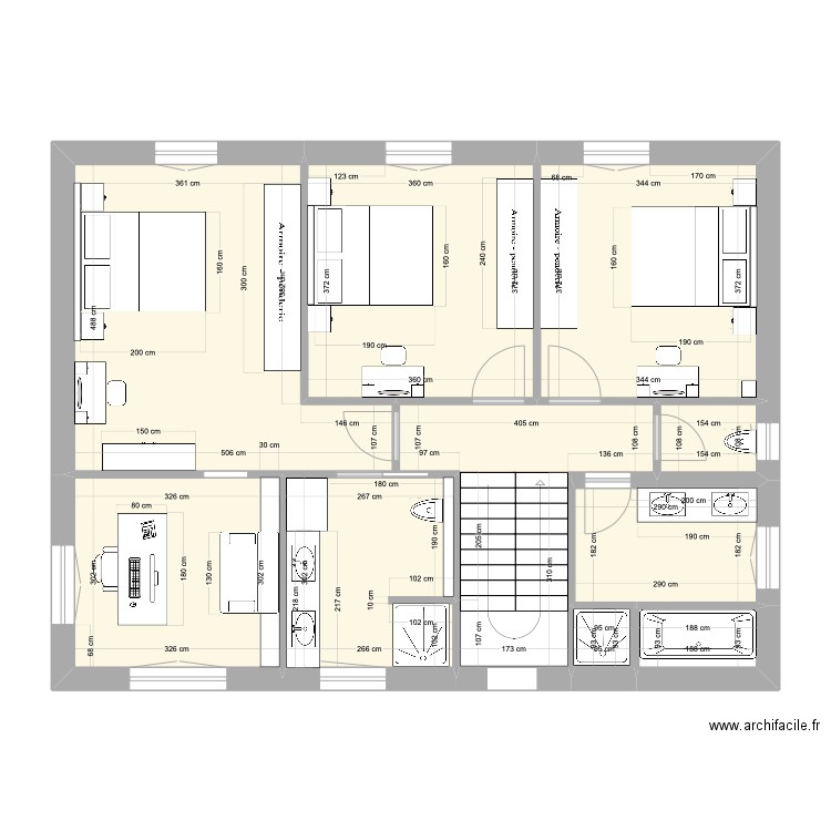 Plan final 160 m2. Plan de 16 pièces et 168 m2